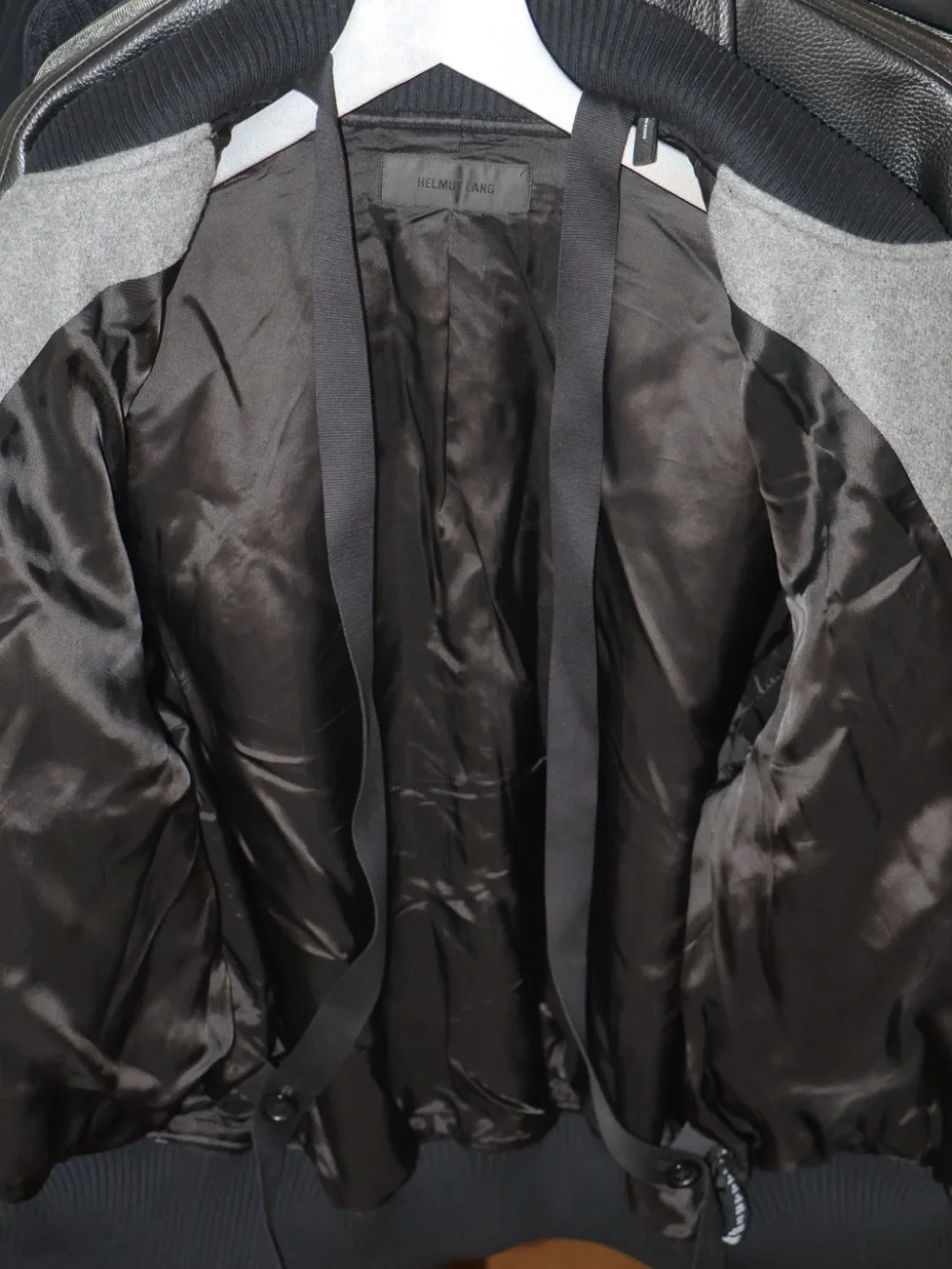 Helmut Lang Men's Gray Logo Varsity Bomber Jacket
